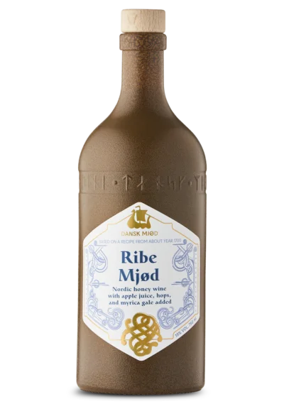 Ribe Mjød, hydromel danois fait au Danemark selon une recette historique scandinave, hydromel au jus de pomme, au myrte des marais et au houblon