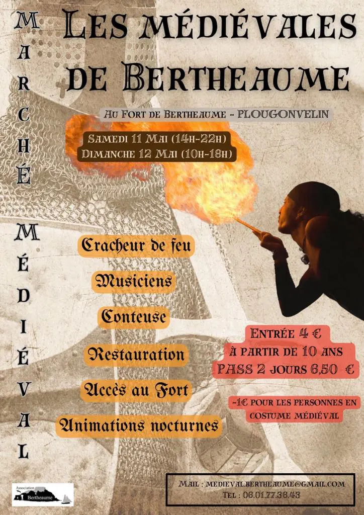 Affiche Les médiévales de Bertheaume 11 et 12 mai 2024